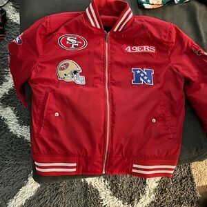 Alpha Industries Red Bomber Jacket with Team Patches